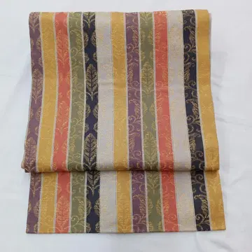 나고야 오비 세로 줄무늬 패턴 순수 실크