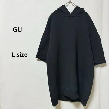 GU 지유 드라이 더블 페이스 빅 후드티 L 블랙 오분 소매