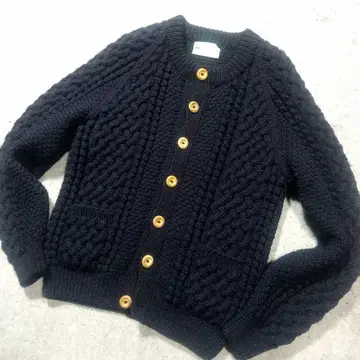 인버아란 니트 가디건 4A 피셔맨 케이블 두꺼운 원단