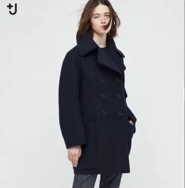 유니클로 J 더블 페이스 피 코트 네이비