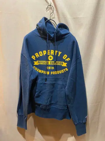 챔피온 네이비 후드 맨투맨 숏 기장 골드윈