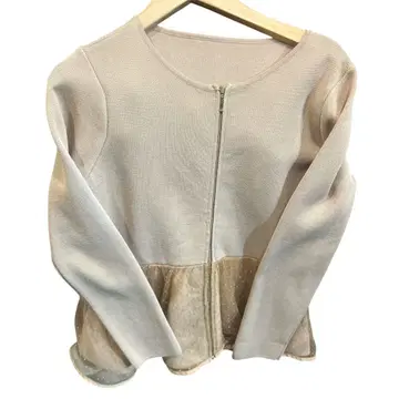 [ 가격 인하 가능 ] JENNE 도트 튤 페플럼 니트 자켓 S