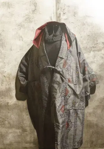 기하학 패턴 기모노 리메이크 후드 부착 기모노풍 코트