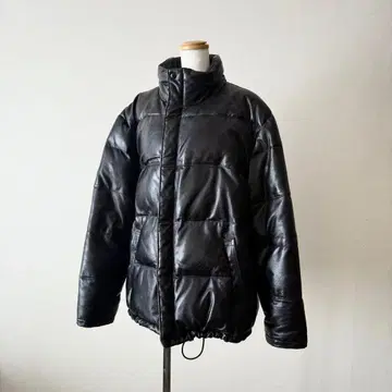 빈티지 램 가죽 블랙 다운 자켓