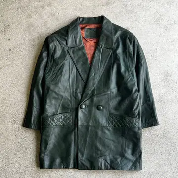 90's 라무 가죽 자켓 그린 양가죽 리얼 가죽 구제 의류