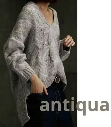 [안티카] 케이블 짜임 테일 컷 긴팔 니트 세탁 가능