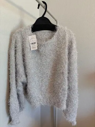 AMELY 크롭 샤기 라메 니트