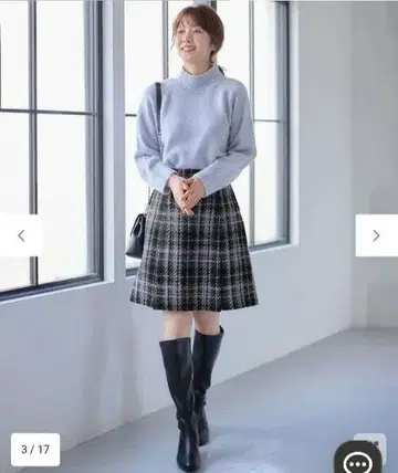 anysis 퍼지 체크 미니 스커트