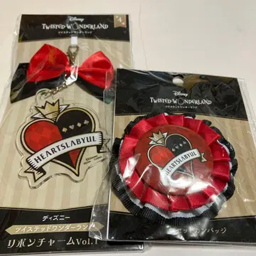 트위스티드 원더랜드 리본 참&로제트 캔뱃지 세트