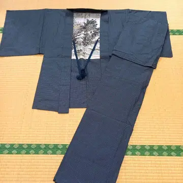 신사 네이비 컬러 실크 명주 앙상블