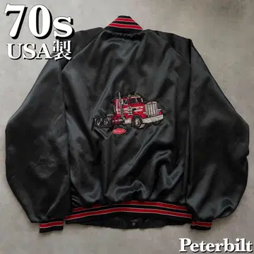 70s USA제 peterbilt 바시티 자켓 피터빌트 기업 와펜
