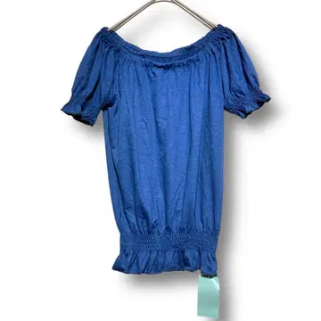 택 포함 미사용 라레이아 ( F ) 오프숄더 상의 셔링 블루