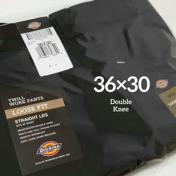 36 x 30 [ 새상품 미사용 ] 디키즈 더블니 85283 BLACK