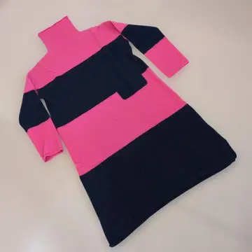 네이비 핑크 터틀 캐시미어 원피스