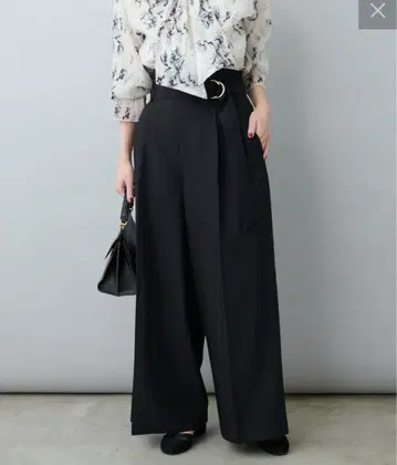 natural couture D링 벨트 포함 아지메 하이웨스트 팬츠