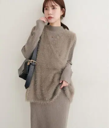 페더 페플럼 베스트 + 리브 타이트 원피스 SET