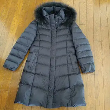 23구 후드 부착 롱 다운 코트 (다크 네이비) M