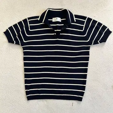 새상품급 BALLANTYNE 반팔 피케 셔츠 네이비/화이트