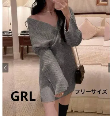 [ 미사용 새상품 ] GRL 그레이 니트 랩 원피스 긴팔 프리 사이즈
