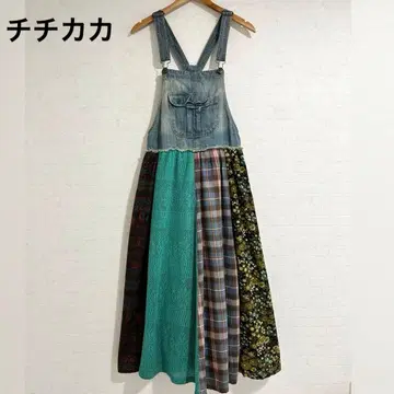 티티카카 데님 리메이크풍 패치워크 살로펫 스커트 원피스