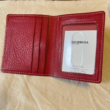 BEAU DESSINS S.A. 가죽 패스 케이스 빨간색