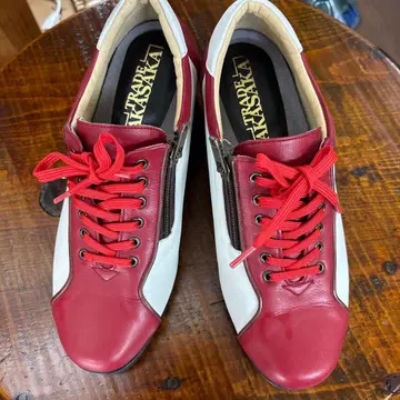 빨흰 가죽 스니커즈 지퍼 포함