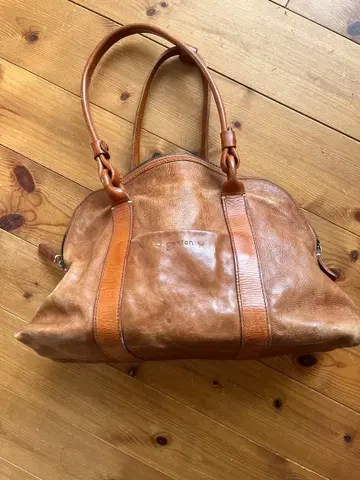 겐텐 브라운 가죽 토트 핸드백