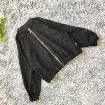 Java [ L ] 레이스풍 시스루 봄버 자켓 블랙 오버 사이즈