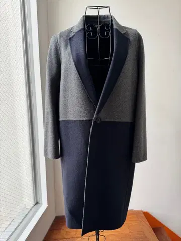 beautiful people 체스터 코트 바이컬러 그레이&네이비