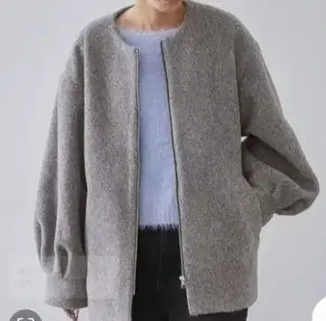 Opaque Clip 노카라 자켓 차콜 그레이