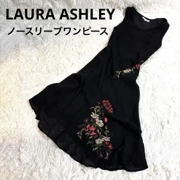 로라 애슐리 슬리브리스 원피스 울 꽃무늬 자수 스트레치