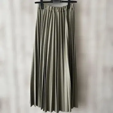 osmosis 올리브 그린 플리츠 스커트 합성 피혁