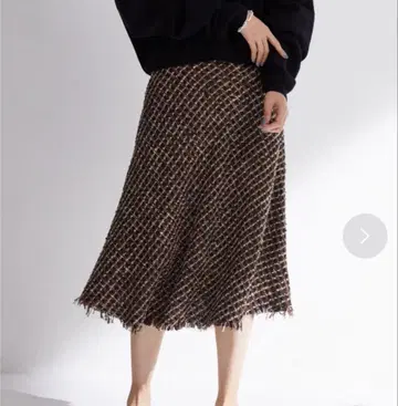 세존드파피용 트위드 플레어 스커트 브라운 S 사이즈