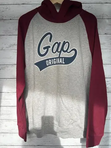 새상품급 거의 미사용 Gap 후드 부착 후드티 그레이/버건디 속기모