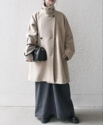 SHIPS any: 스탠드 & 더블 칼라 코트 24FW 베이지