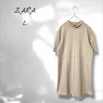 [ 자라 ] 튜닉 원피스 반팔 심플 고급 캐주얼 베이지 L