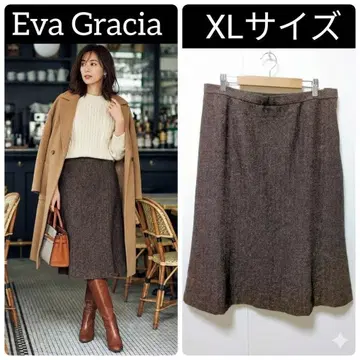 에바그라시아 트위드 스커트 브라운 빅 사이즈 LL 3L 헤링본