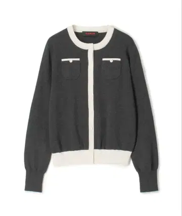 코튼 캐시미어 바이컬러 크루넥 가디건