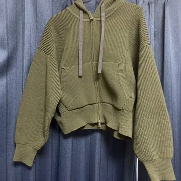 더블 지퍼 후드티 다크 그린