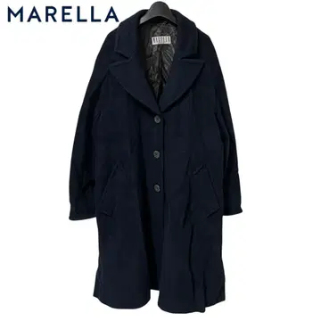 MARELLA / 여성용 캐시미어 혼방 롱 코트 네이비 42 a555