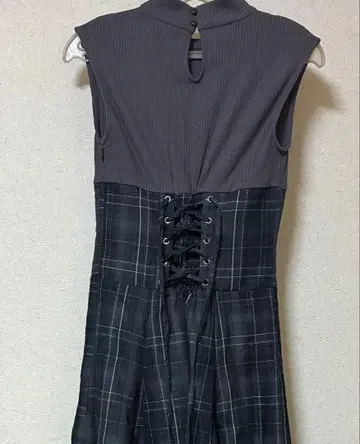 더즈린 체크 슬리브리스 코르셋 원피스