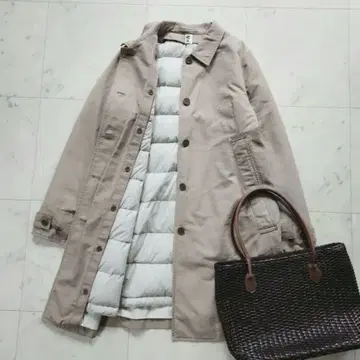 MHL. 다운 라이너 포함 롱 코트 2 베이지 코튼 나일론