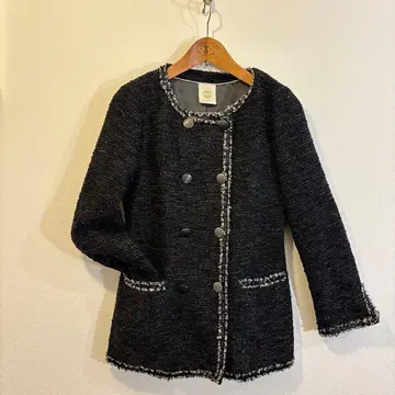 르 수크 노카라 자켓 블랙과 그레이 트위드