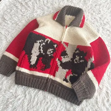 희소 코위찬 니트 스웨터 가디건 울 100% 아우터 곰 곰