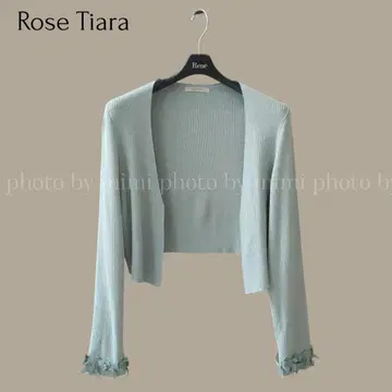 Rose Tiara*리본 모티브 리브 니트 볼레로 가디건