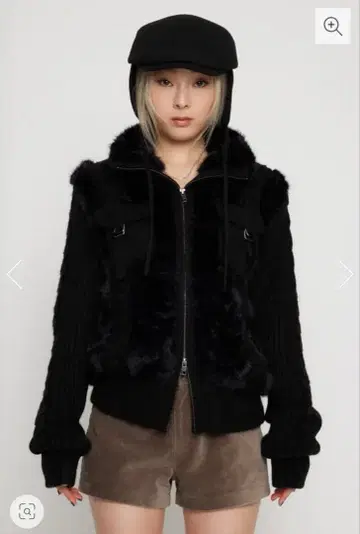 lagua gem 케이블 퍼 니트 블루종 블랙 검정 라그아젬 y2k