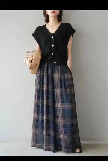 뤼미에 시어 체크 배기 팬츠