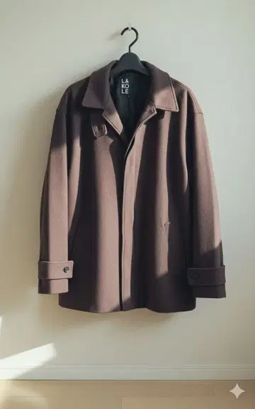 브라운 스텐카라 코트 울 혼방