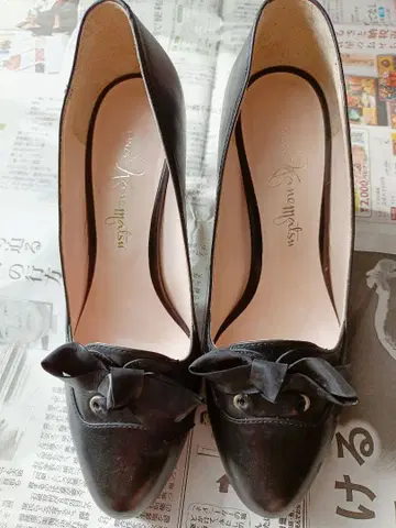 [ 선착순 ] 긴자 카네마츠 펌프스 리본 블랙 24.5cm