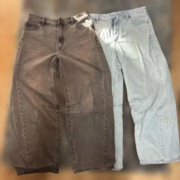 [ 브라운 종료품 ] GU 배럴 레그진 2색 세트 XXL